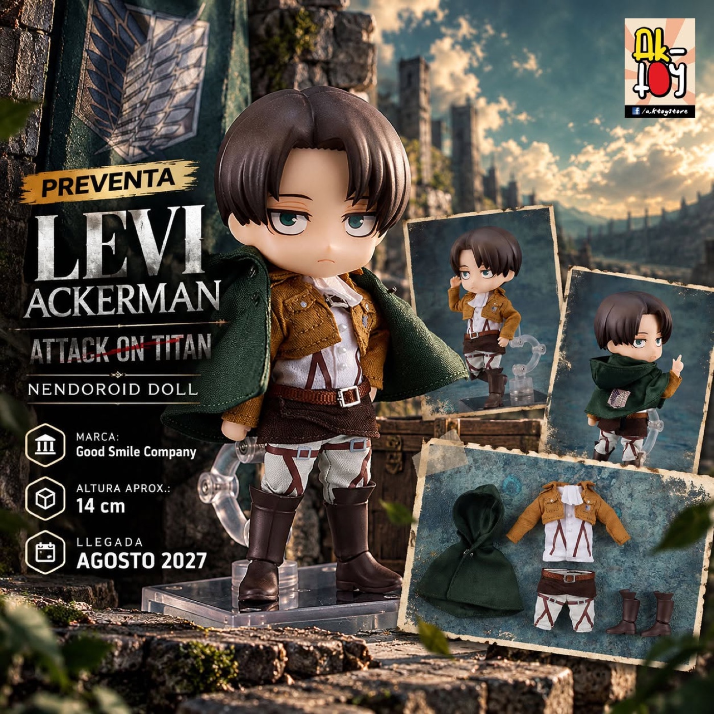 Nendoroid Doll de Levi Ackerman con accesorios